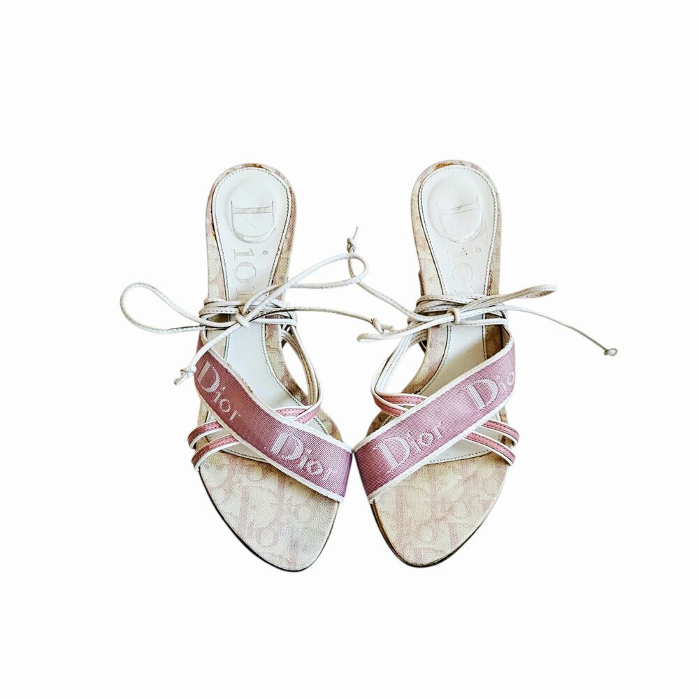 Y2k Dior by John Galliano Wedge Heels Trotter Pink - Size 35.5